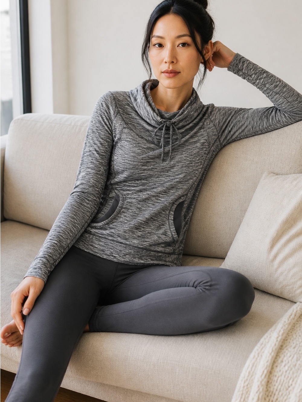 prAna Ember Cowl Neck Pullover Sweatshirt with Pockets Women’s Medium Fitness,